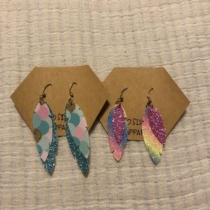 Bundle of 2 Handmade Feather Earrings